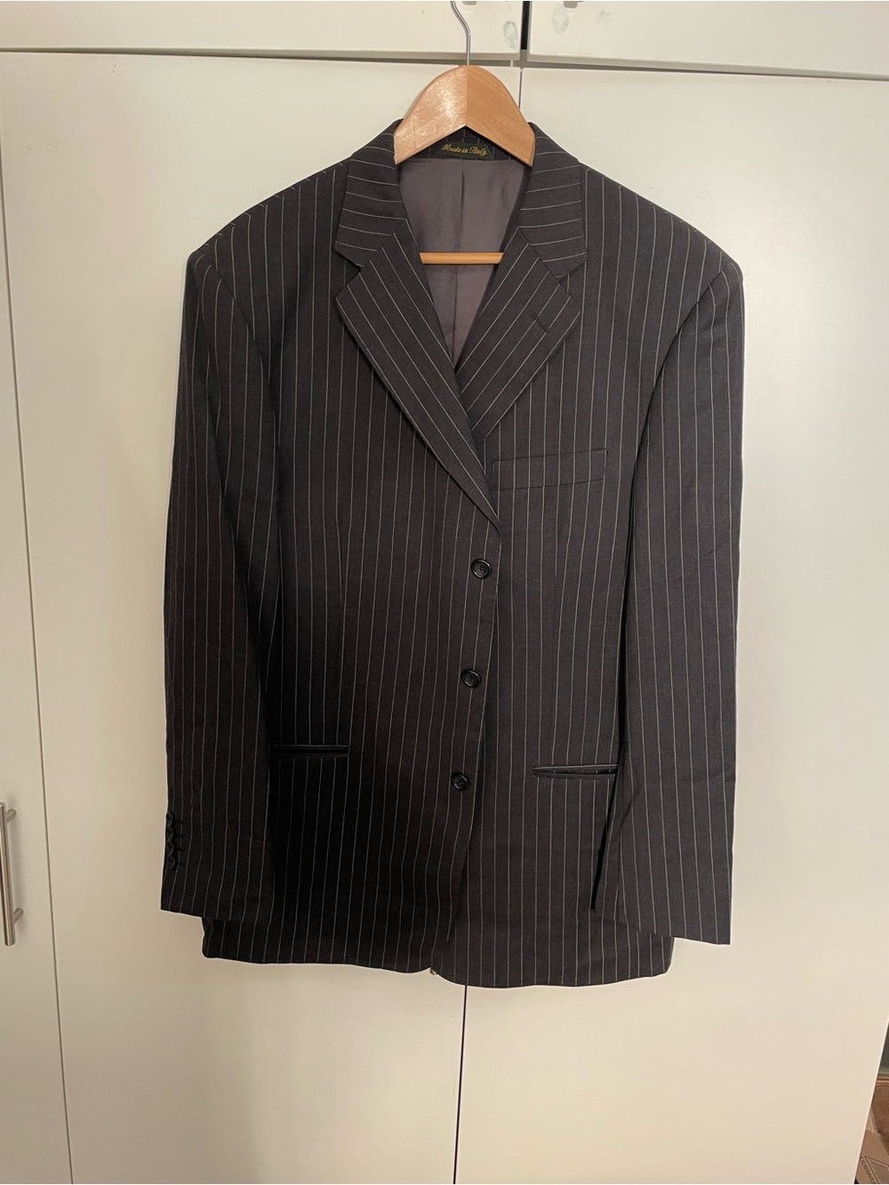 Men's Black Pinstripe Suit Jacket - Tailored Formal Blazer